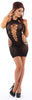 Black Sexy Leopard Design Mesh and Fence Net Lace Mini Dress