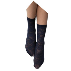 Floral Lace Ankle Socks (2 Colours) Made In Italy