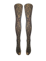 Grey Flower Lace Tights (Made In Italy)