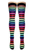Rainbow With Black Stripes Over Knee Socks