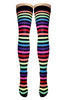 Rainbow With Black Stripes Over Knee Socks