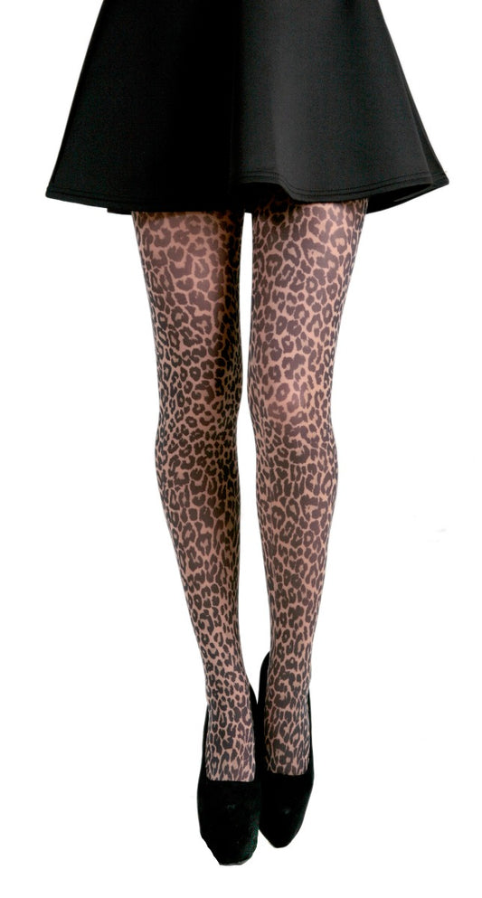 Silver Legs Leopard Print Tights