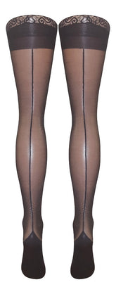 Stiletto Seam & Heel Lace Top Hold Ups