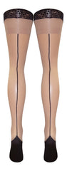 Stiletto Seam & Heel Lace Top Hold Ups