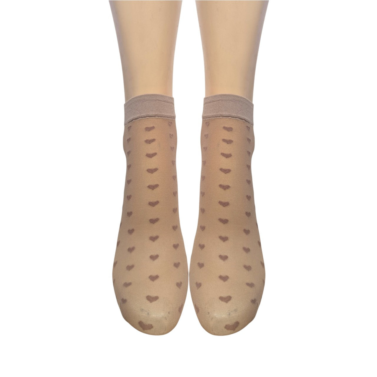 Spots & Hearts 15 Denier Anklets (5 Pair Assorted Pack in Black or Natural) Made In Italy