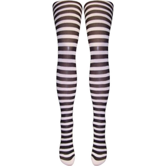 Silver Legs Striped Semi-Opaque Tights (One Size & XL)
