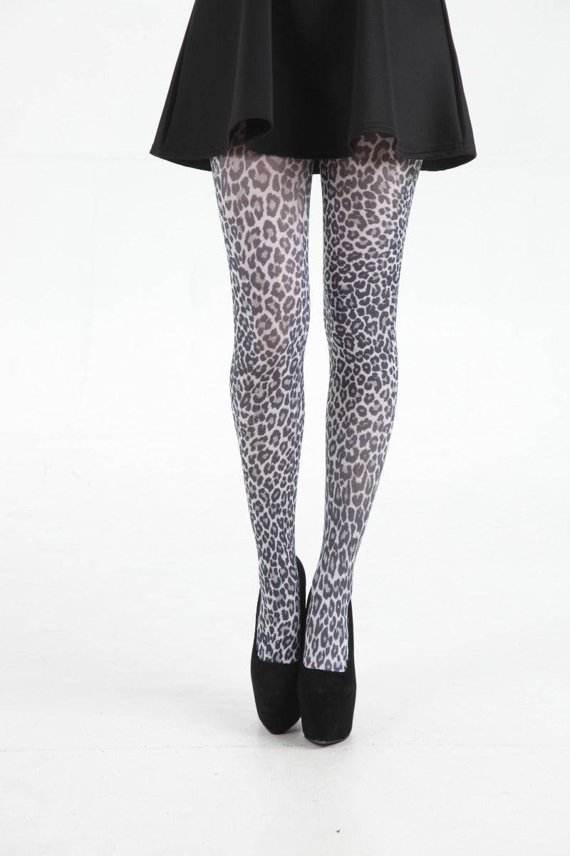 Silver Legs Leopard Print Tights