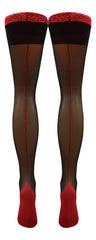 Stiletto Seam & Heel Lace Top Hold Ups