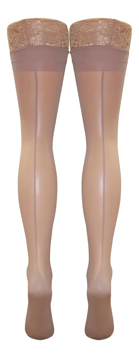 Stiletto Seam & Heel Lace Top Hold Ups